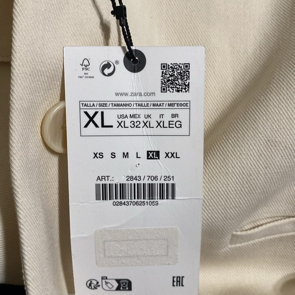 NWT Zara Cotton Cream Button Blazer - Picture 9 of 9